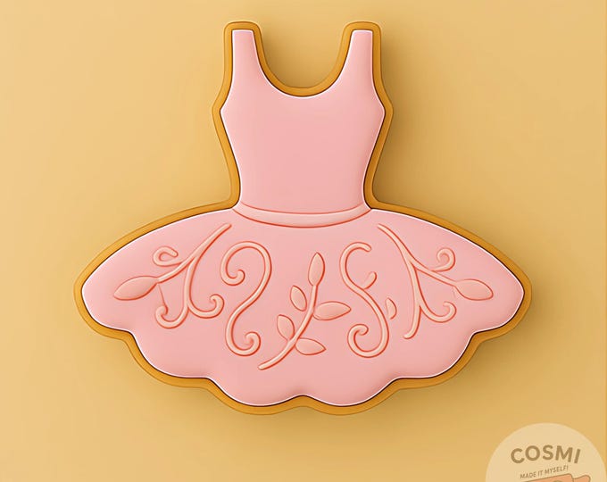 Floral Tutu Cookie Cutter and Embossing Stamp Set for Ballet Party Treats