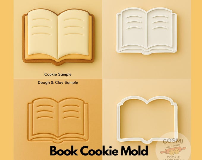 Open Book Cookie Cutter & Fondant Embosser: Book Lover Baking