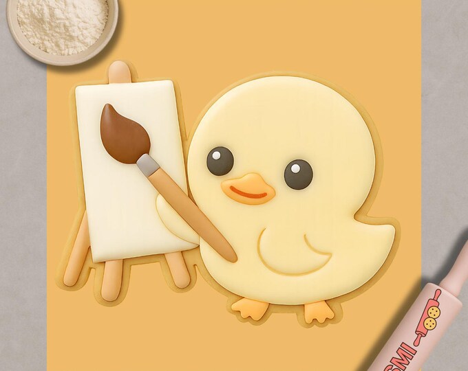 Duck Painting Cookie Cutter & Embosser – Artist Duck Baking Tool