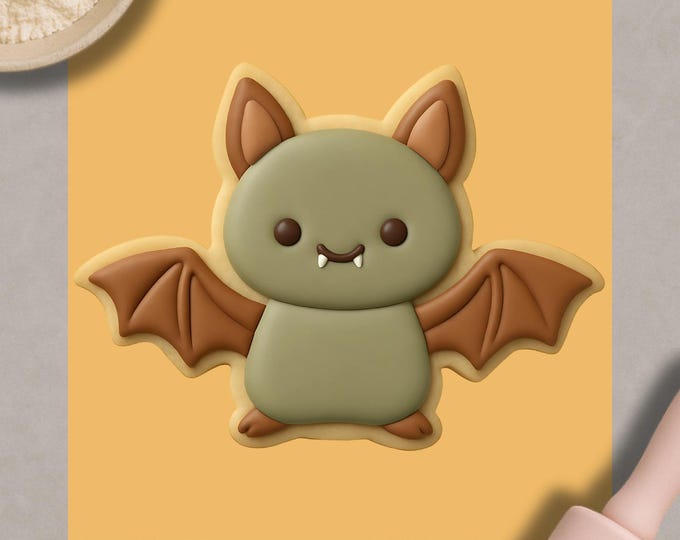 Kawaii Bat Cookie Cutter: Halloween Fondant Embosser