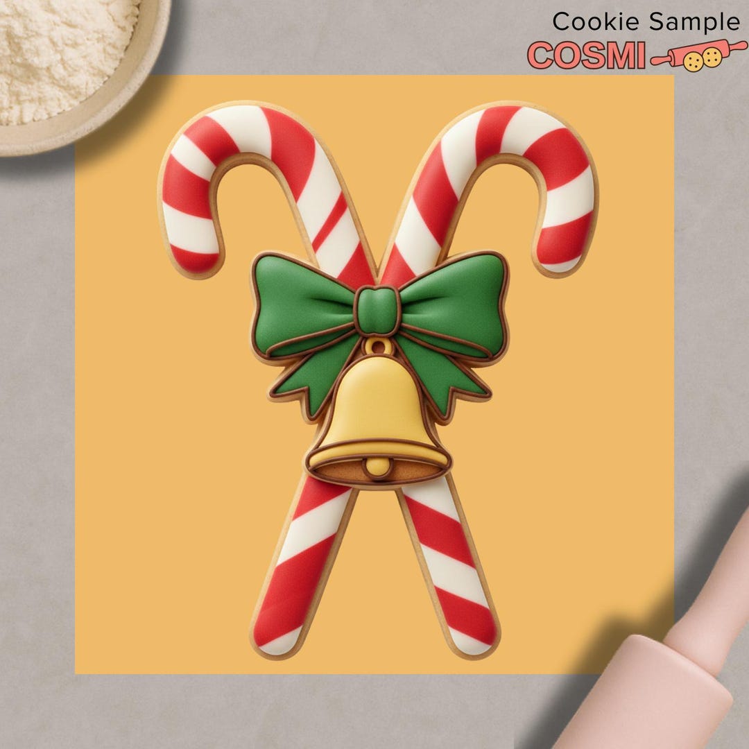 Candy Cane Cookie Cutter & Embosser – Christmas Bow and Bell Baking ...