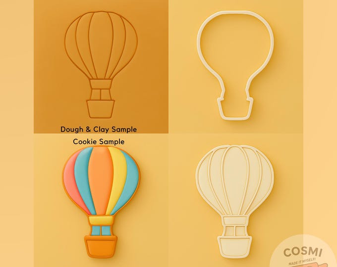 Hot Air Balloon Cookie Cutter - Sky Adventure Cookies - Balloon Embosser Stamp