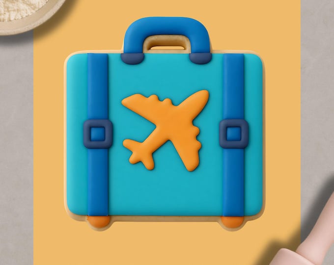 Travel Suitcase Cookie Cutter & Fondant Embosser – Luggage and Vacation Baking Tool