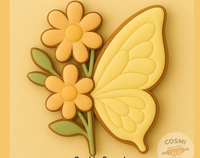 Butterfly and Flower Cookie Cutter and Stamp Set for Garden Party