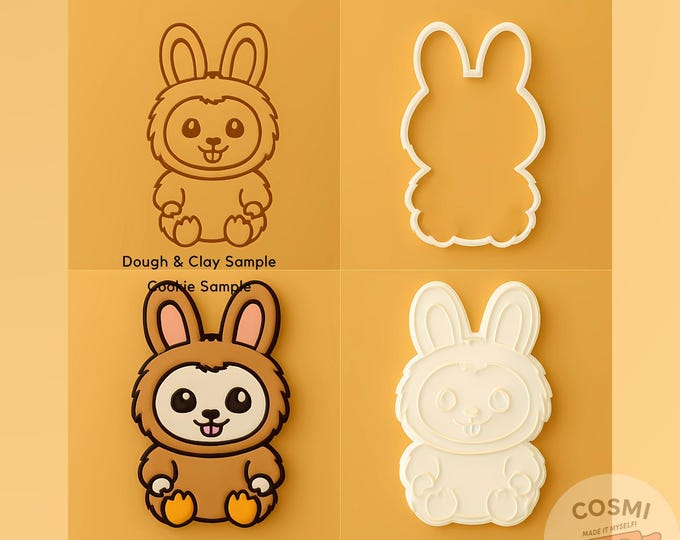 Huggable Bunny Cookie Cutter: Easter Baking & Embosser Stamp