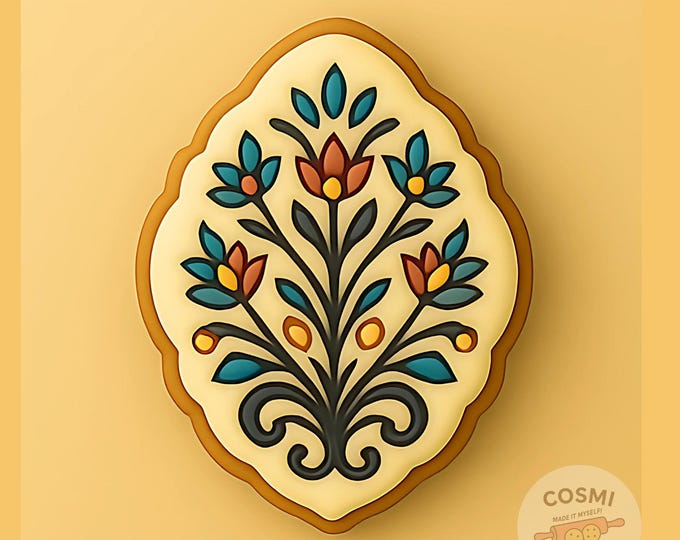 Floral Ornament Cookie Cutter & Fondant Embosser: Botanical Design