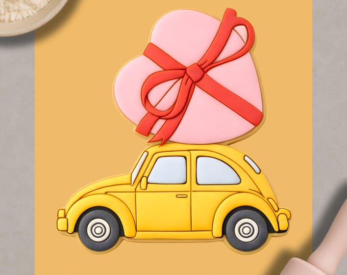 Car with Heart Cookie Cutter | Love Car Cookie Cutter | Valentine Gift Cookie | Wedding Cookie Cutter