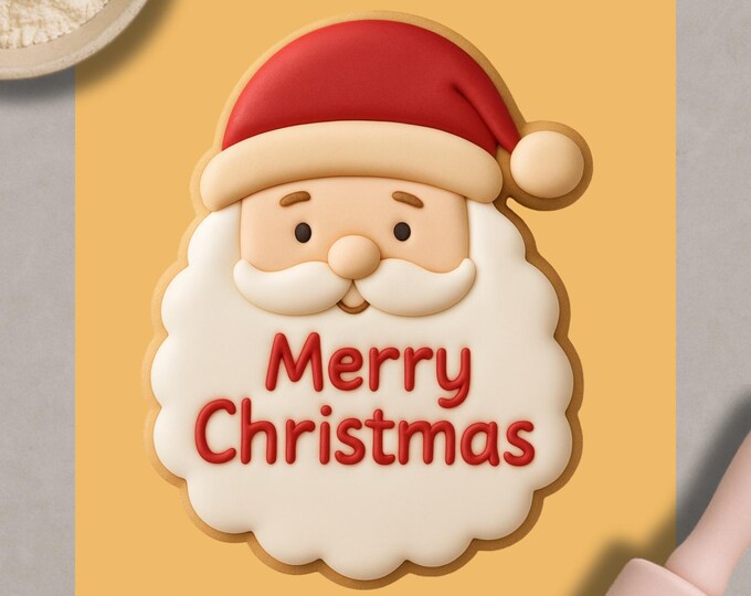 Santa Face Cookie Cutter & Embosser – Merry Christmas Baking Tool