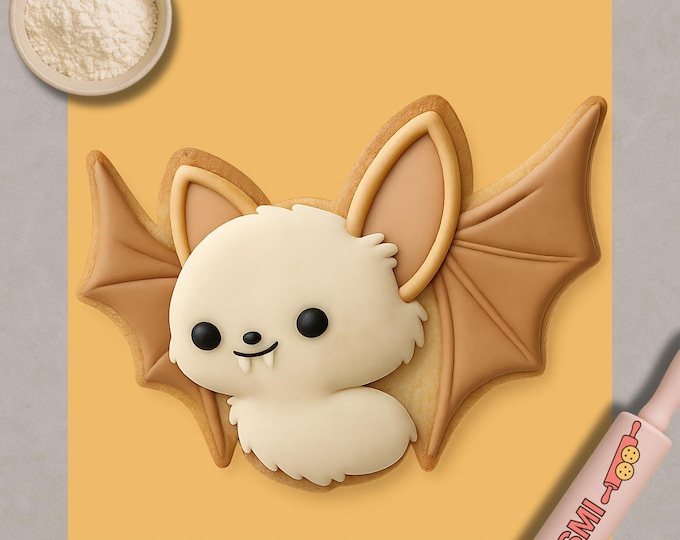 Kawaii Bat Cookie Cutter – Halloween Fondant Embosser