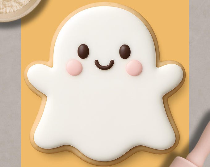 Promotion Ghost Cookie Cutter & Embosser | Winter Cookie Stamp | Fondant Mold for Baking | 3D Printed Biscuit Embosser Tool