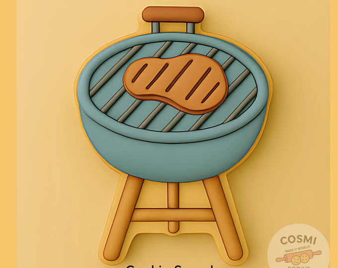 Barbecue Grill Cookie Cutter and Embosser Set for Summer Cookouts and Backyard Baking