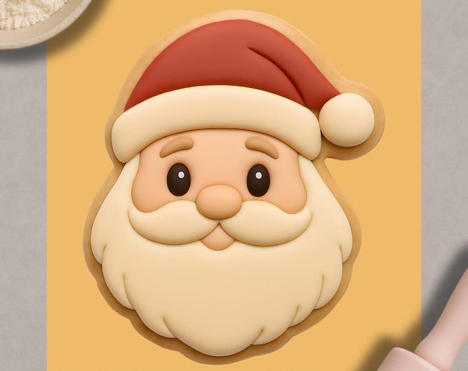 Santa Face Cookie Cutter – Jolly Christmas Claus Head Mold