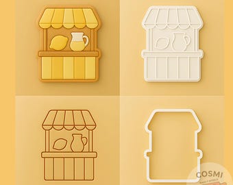 Lemonade Stand Cookie Cutter and Embossing Stamp for Summer Party Cookies