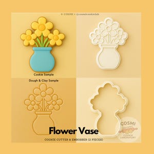 Flower Vase Cookie Cutter and Stamp Set for Spring Home Decor