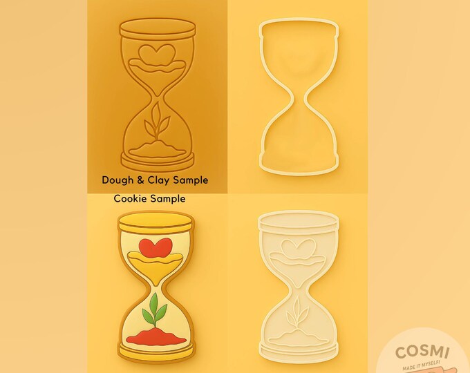 Hourglass Cookie Cutter - Time & Growth Cookies - Hourglass Embosser Stamp