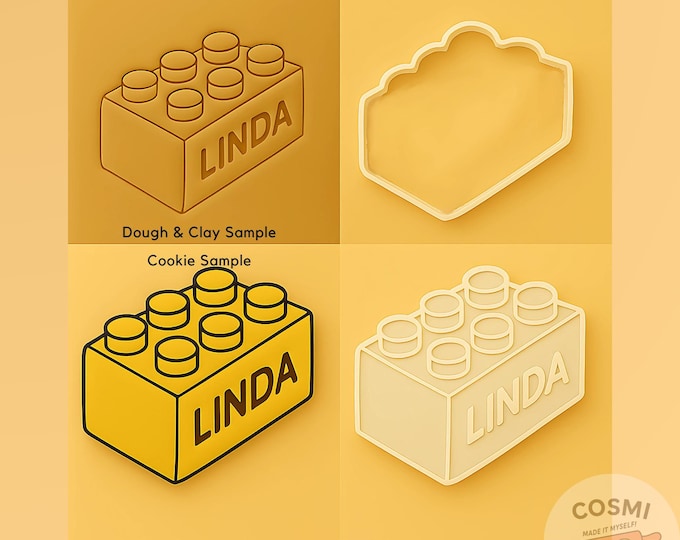 Custom Brick Cookie Cutter - Personalized Block Cookie Stamp - Name Embosser