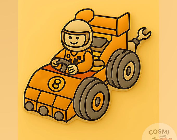 Toy Block Race Car Cookie Cutter - Speed Racer Party Cookies - Mechanic Embosser Stamp