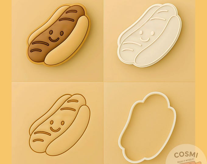 Funny Hot Dog Cookie Cutter & Embosser Set: BBQ Party Baking