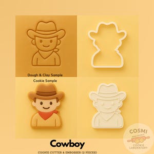 Cowboy Cookie Cutter - Western Party Cookie Cutters - Cute Cowboy Cookie Stamp
