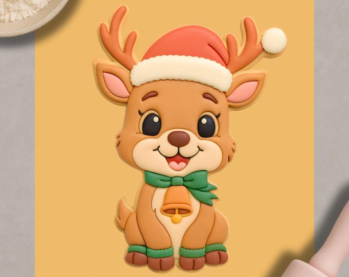 Christmas Reindeer Cookie Cutter – Santa Hat Holiday Baking