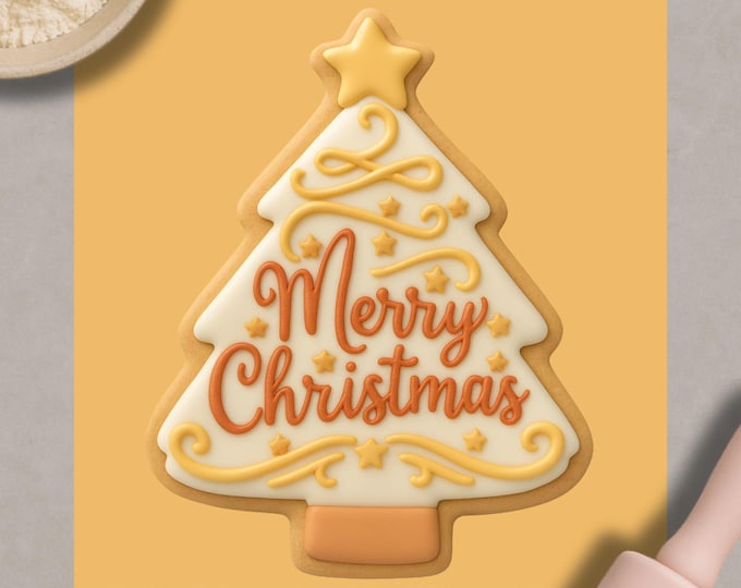 Christmas Tree Cookie Cutter & Embosser – Merry Christmas Baking Tool