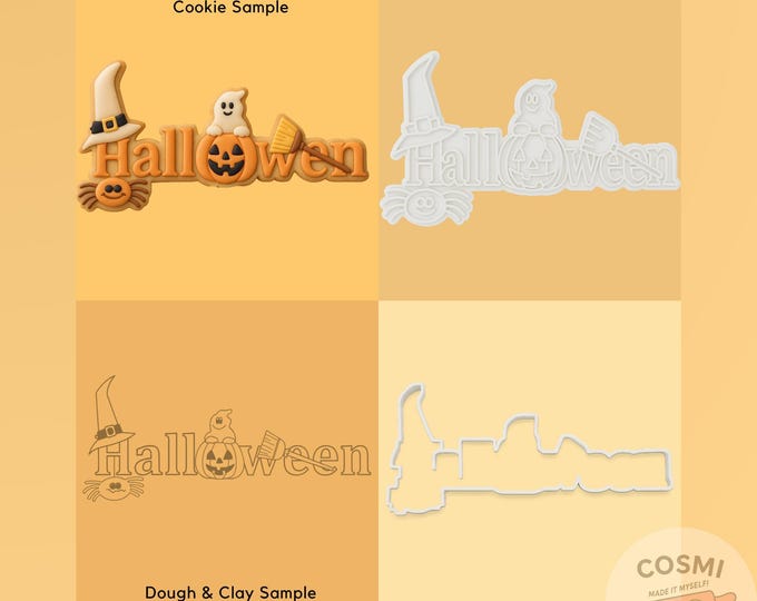 Halloween Cookie Cutter & Stamp: Witch, Ghost, Pumpkin Embosser