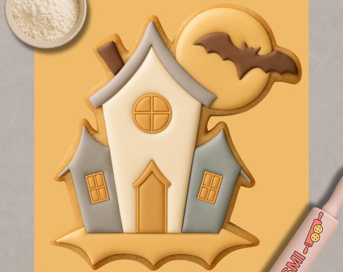 Haunted House Cookie Cutter & Fondant Stamp: Spooky Halloween Design