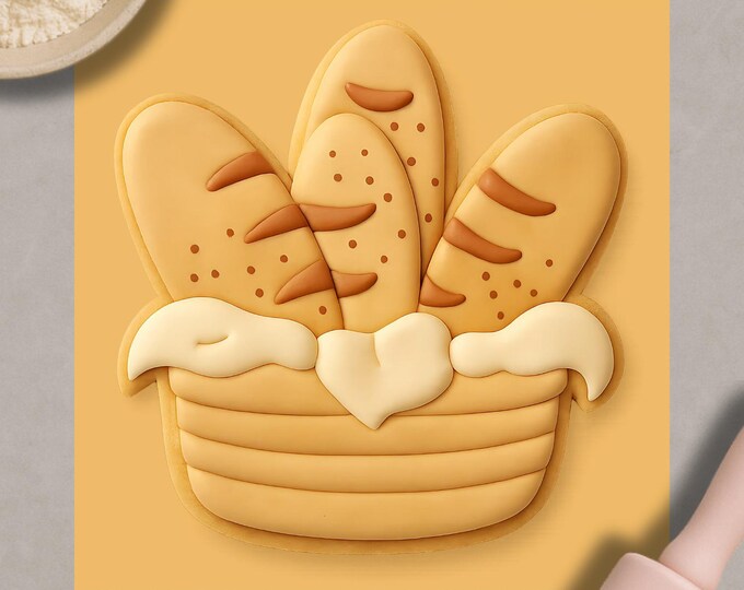 Bread Basket Cookie Cutter & Fondant Embosser: Artisan Bakery Design