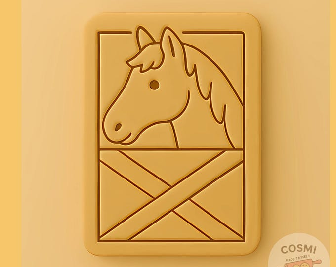 Country Stall Horse Cookie Cutter and Embossing Stamp Set for Farm Party Treats