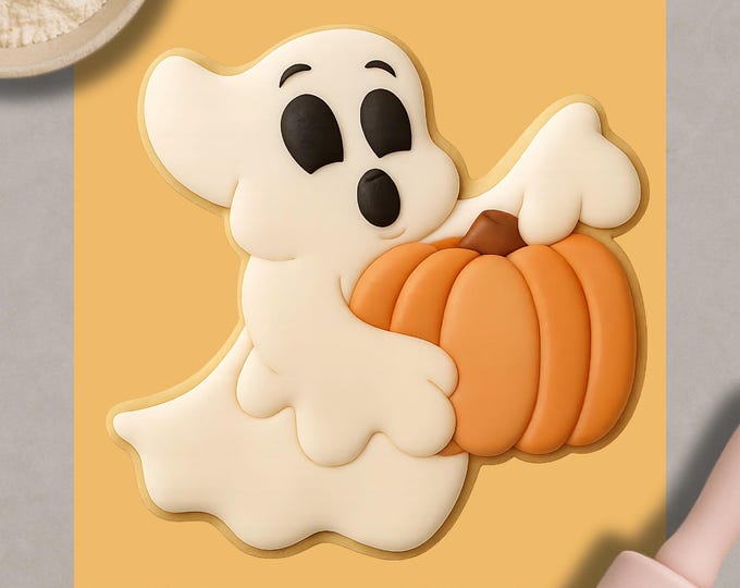 Ghost Cookie Cutter & Fondant Embosser: Pumpkin Halloween Treat