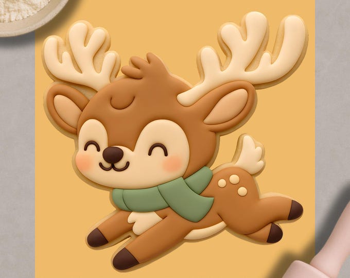 Jumping Reindeer Cookie Cutter – Christmas Holiday Cookie Mold