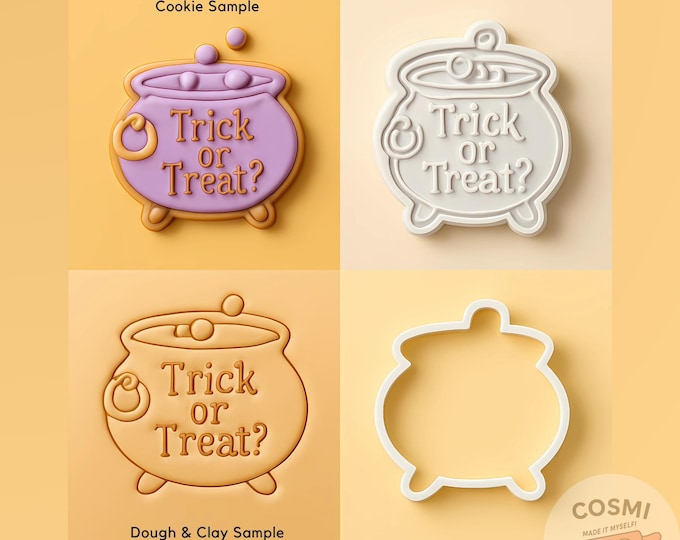 Halloween Cauldron Cookie Cutter & Embosser: Trick or Treat PLA Cutter