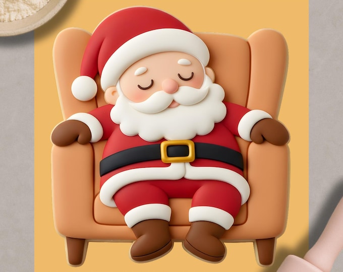 Sleeping Santa Cookie Cutter, Napping Claus 3D Print, Holiday Baking