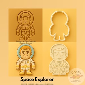 Space Explorer Cookie Cutter - Astronaut Cookies - Galaxy Embosser Stamp