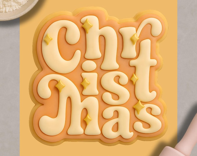 Christmas Word Cookie Cutter – Retro Holiday Lettering Baking Mold