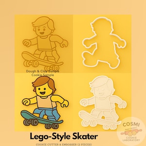 Skater Cookie Cutter - Skateboard Kids Cookies - Skate Embosser Stamp