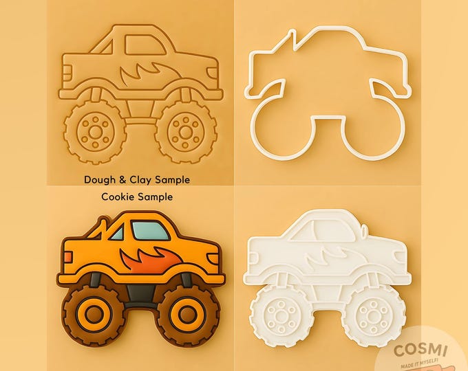 Monster Truck Cookie Cutter & Embosser Set: Race Car Party