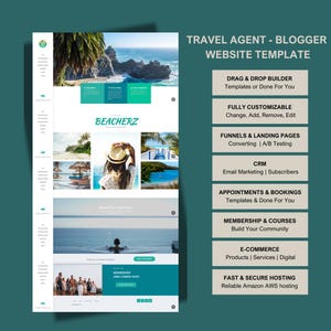 Travel Agent Template, Travel Website, Small Business Website Template, Website Templates, Website, Travel Advisor Template, Website Builder