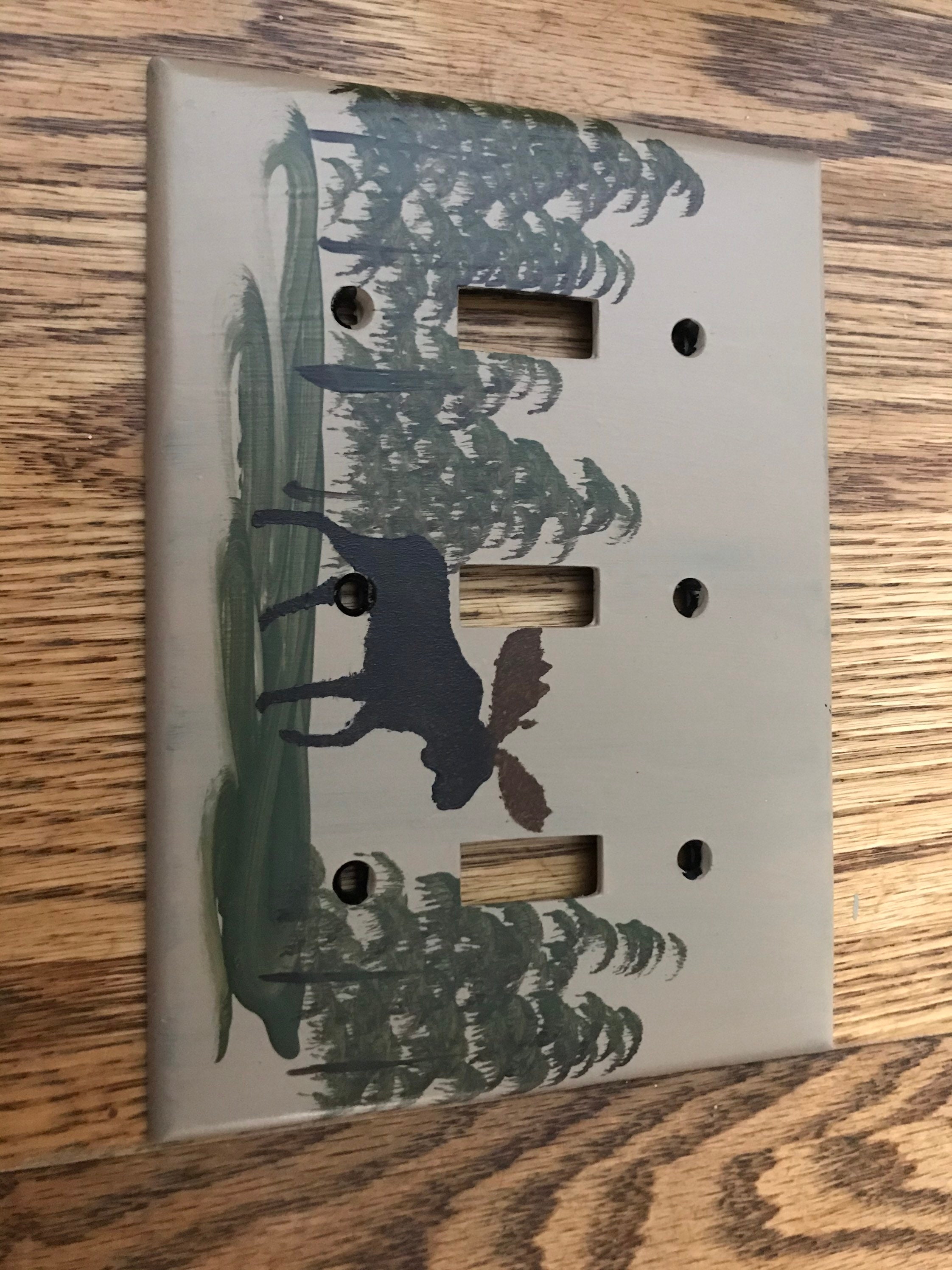 Moose Power Outlet Plate Cover - Laser Cut Steel, Black Finish, Fits Standard Outlets, 3x7 Inches