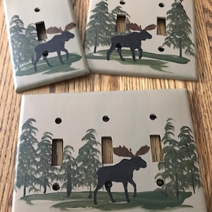 Moose Switch Plate Covers, Rustic Moose Light Switch Covers, cabin decor, modern  farmhouse decor, lake cabin decor,