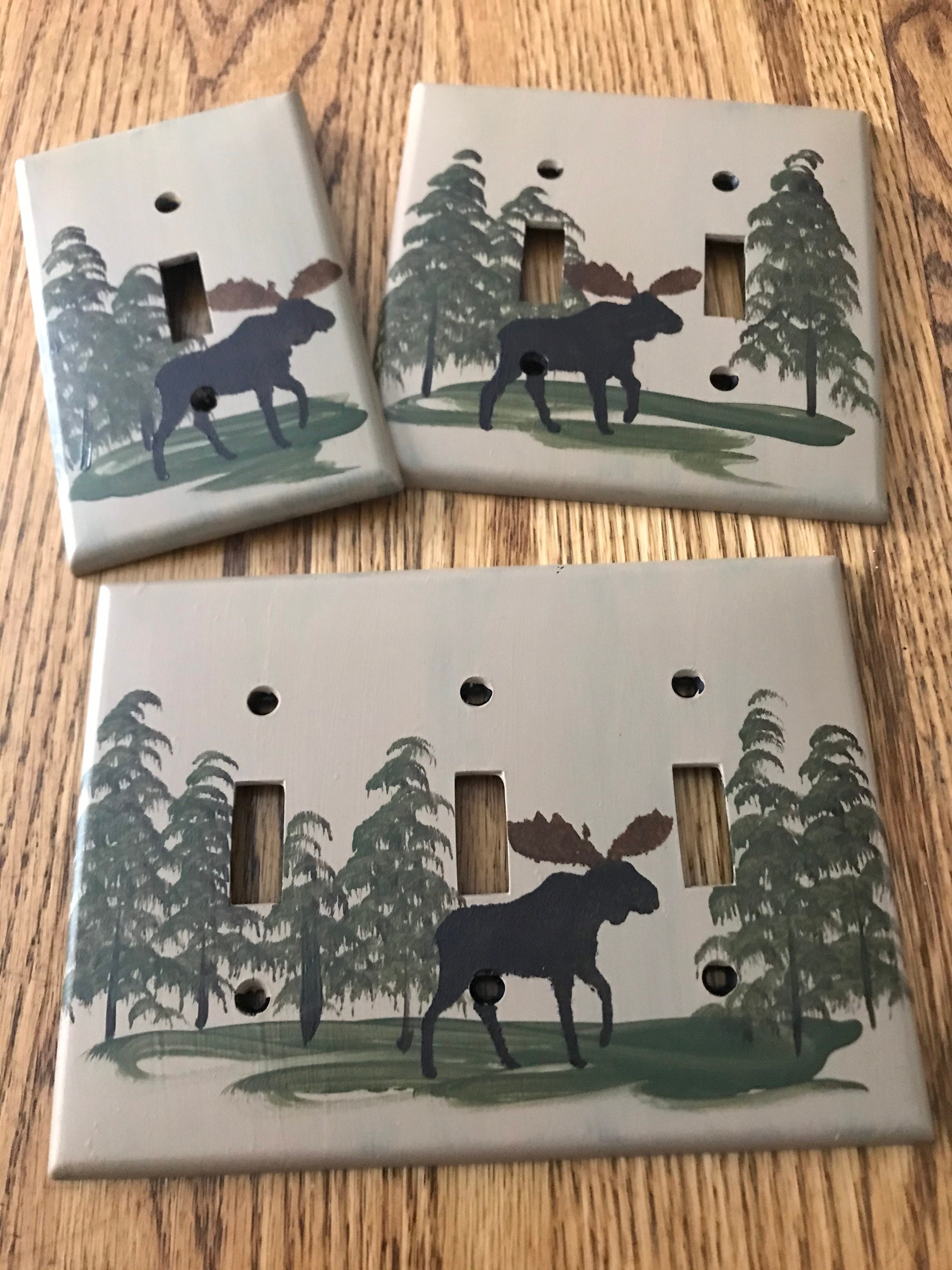 Moose Switch Plate Covers Rustic Moose Light Switch Covers Etsy
