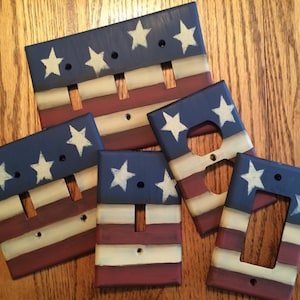 American Flag Light Switch Cover, switch plate cover, colonial, USA, patriotic,farmhouse decor, rocker switch cover