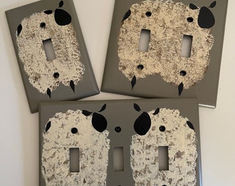 Hand Painted Sheep Light Switch Cover, Farmhouse Decor