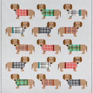 Elizabeth Hartman Dogs in Sweaters Weenie Dog Quilt and Pillow Pattern
