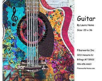 Guitar Collage Pattern by Laura Heiney