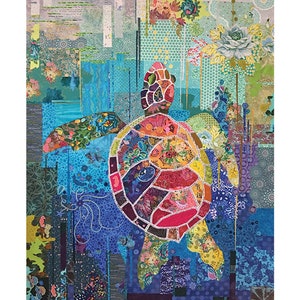 Collage Quilt Pattern Seawell Sea Turtle by Laura Heine for Fiberworks