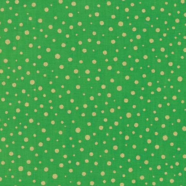 Bolt End Metallic Dots Key Lime Cotton 1 Yard Moda Fabrics