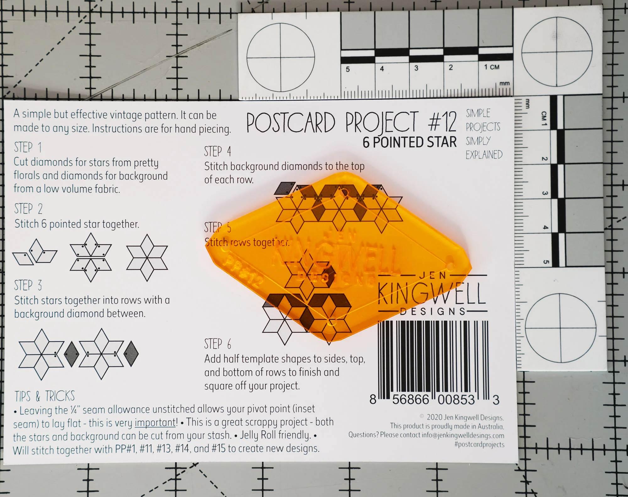 Postcard Project Six Pointed Star Template and Directions Jen Kingwell ...