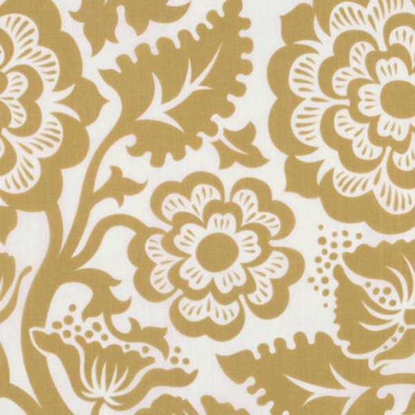 Voile Cotton 53" Wide Joel Dewberry Blockprint Blossom in Gold  1 Yard from the Modernist Collection