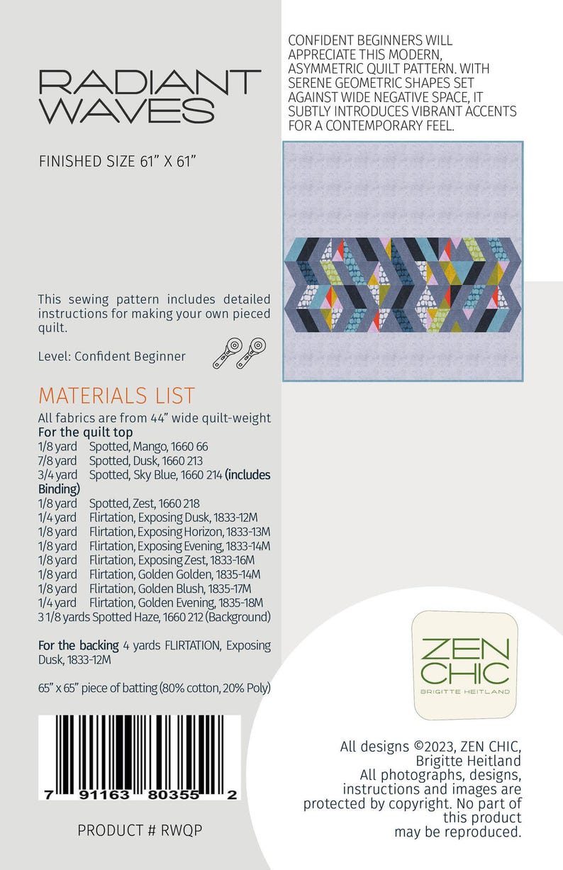 Zen Chic Radiant Waves Quilt Pattern - Etsy